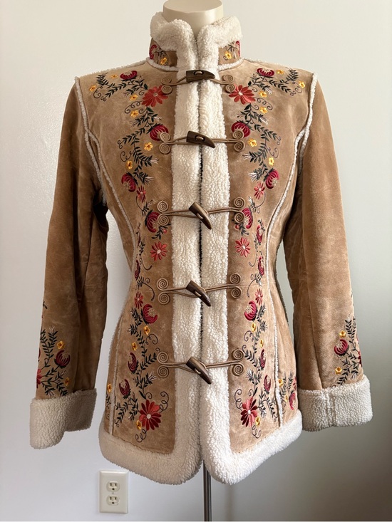 St. John's Bay Jackets & Blazers - Vintage 90’s Floral Phoebe Embroidered Genuine Suede Leather Jacket Size Medium